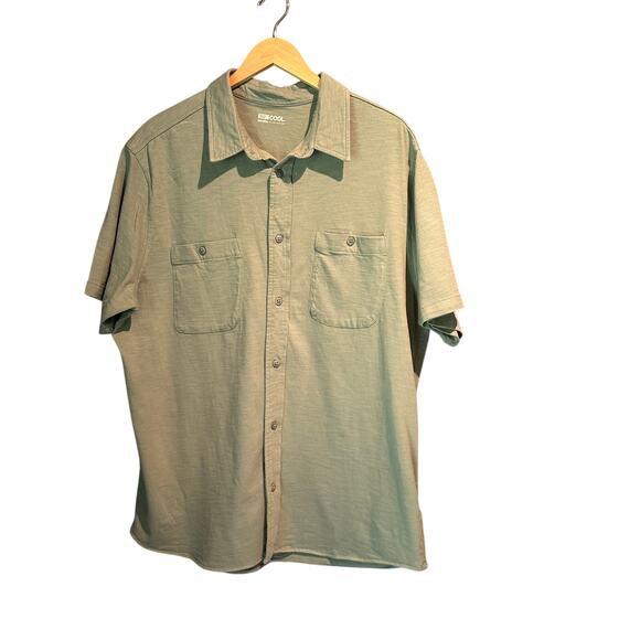 32 degree cool button down knit shirt size XL sage green comfy casual - Picture 1 of 7